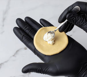 cream cheese on the dough